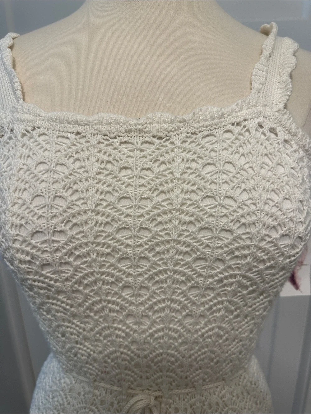 Jessica Simpson White Crochet Tie-Waist Mini Dress - Picture 8 of 8